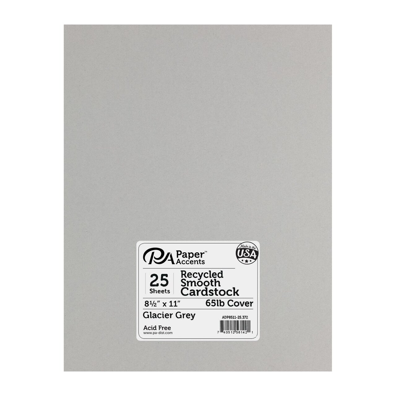 PA Paper Accents Recycled Cardstock 8.5" x 11" Glacier Grey, 65lb colored cardstock paper for card making, scrapbooking, printing, quilling and crafts, 25 piece pack